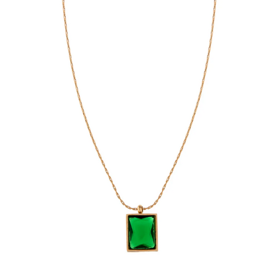 Radiant Green Emerald Pendant Necklace